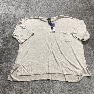Chelsea & Theodore Sweater Womens XXL Oatmeal Heather Half Sleeve Pocket NWT New